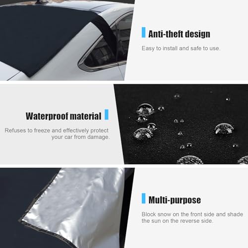 Augeny Car Rear Windshield Cover with Side Mirror Cover