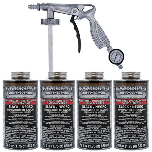 Black Rubberized Undercoating Sound Deadener Kit with Spray Gun