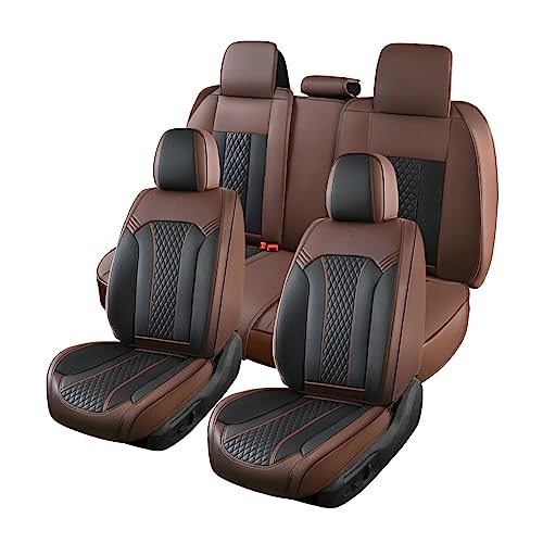Brown Leather Car Seat Covers Full Set, Waterproof