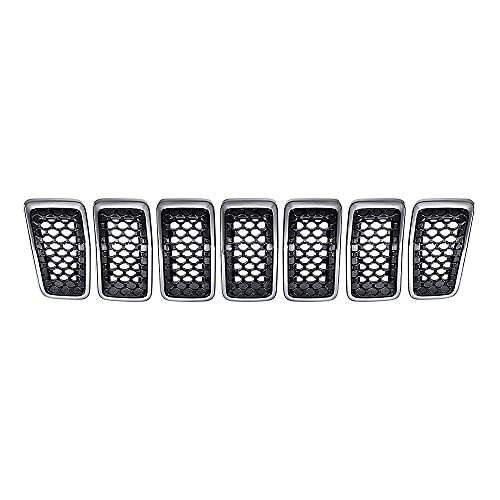 Matte Black Honeycomb Grille + Chrome Trim for Jeep Cherokee
