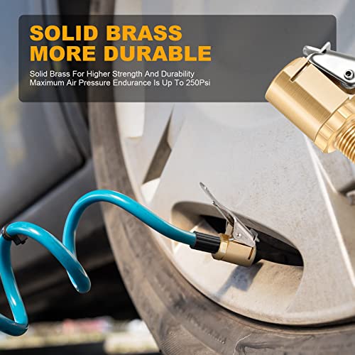 Brass Locking Tire Air Chuck Adapter with Valve Thread