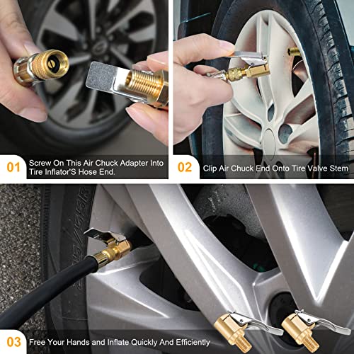 Brass Locking Tire Air Chuck Adapter with Valve Thread