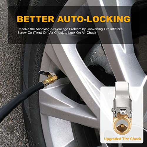 Brass Locking Tire Air Chuck Adapter with Valve Thread