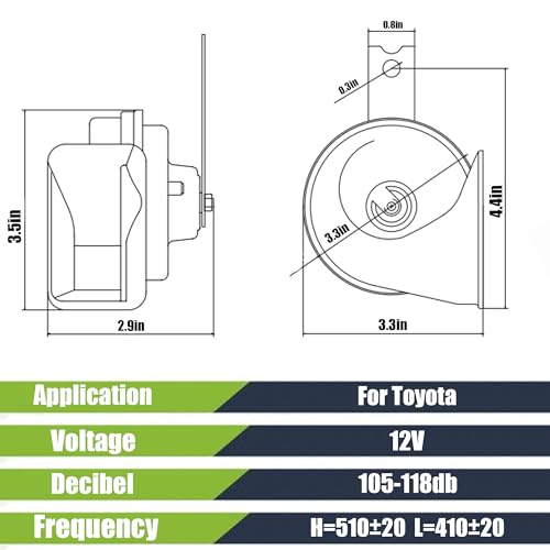 12V Loud Snail Horn Kit for Toyota: Upgraded Grille