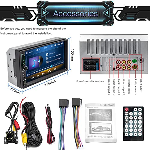 7" Car Stereo Double Din with Backup Camera