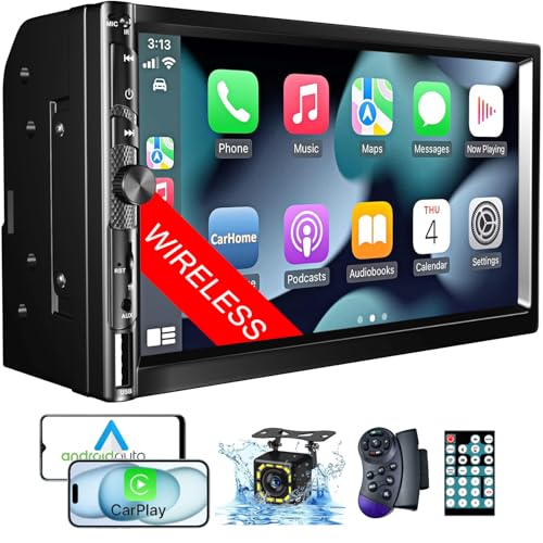 Double Din Car Stereo with Apple Carplay, HD Touch Screen