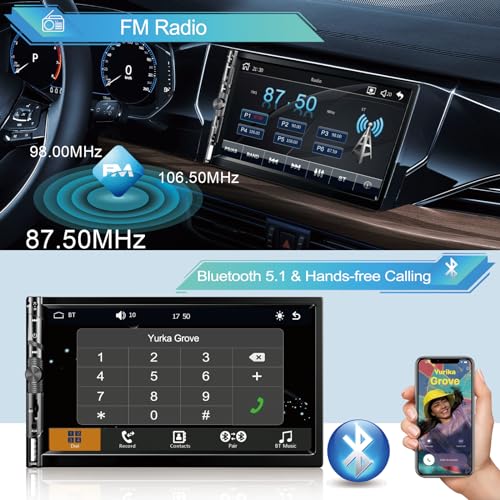Double Din Car Stereo with Apple Carplay, HD Touch Screen