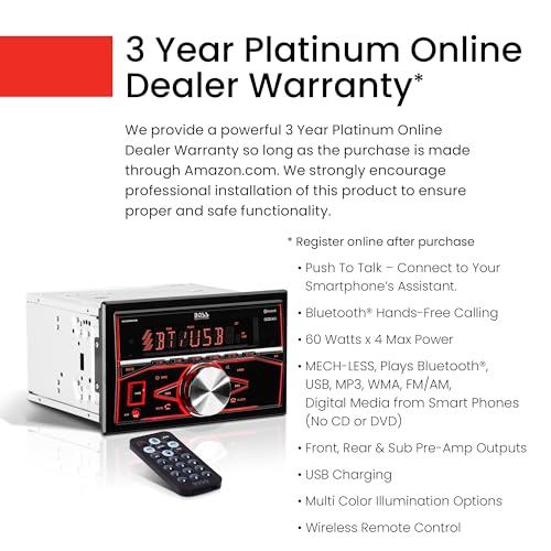 BOSS 820BRGB Car Stereo - Bluetooth, USB, AUX