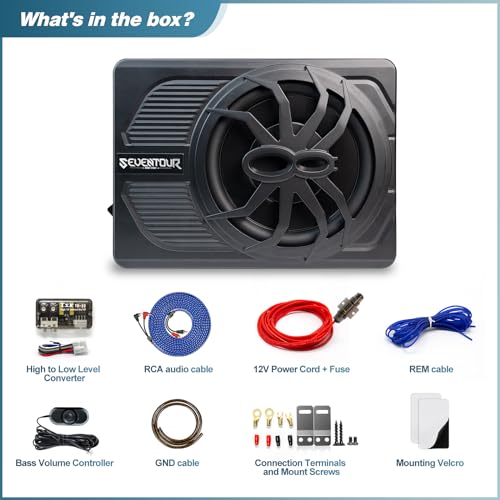 Powerful 10" Slim Under Seat Car Subwoofer - Enhanced with Blue LED Light