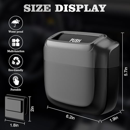 Car Trash Bin with Cover & Built-In Storage