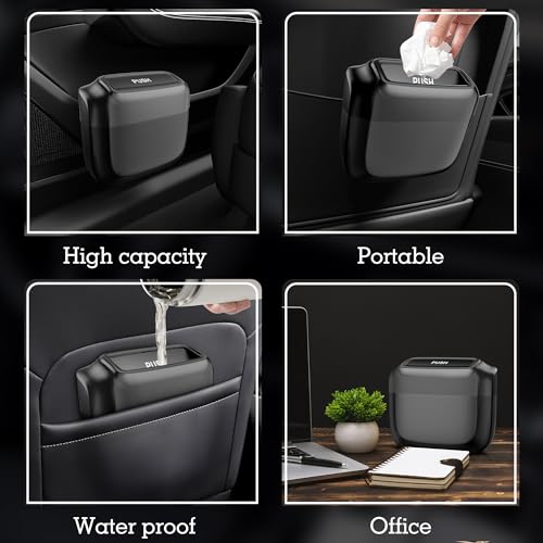Car Trash Bin with Cover & Built-In Storage