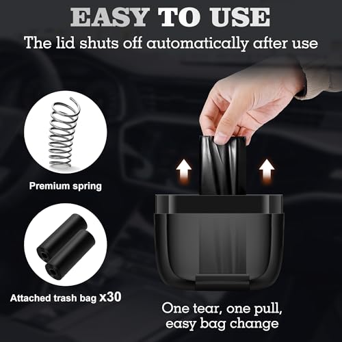 Car Trash Bin with Cover & Built-In Storage