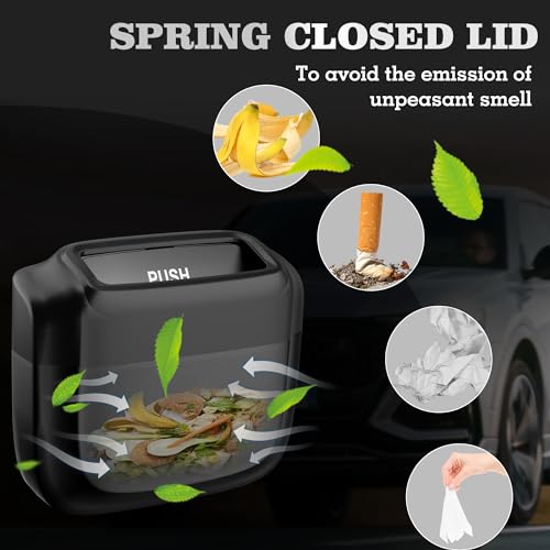 Car Trash Bin with Cover & Built-In Storage