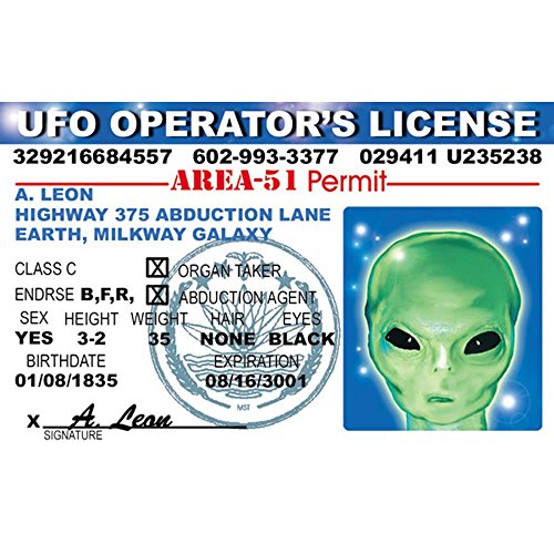 Alien UFO Novelty Driver's License | Collectible Trading Card