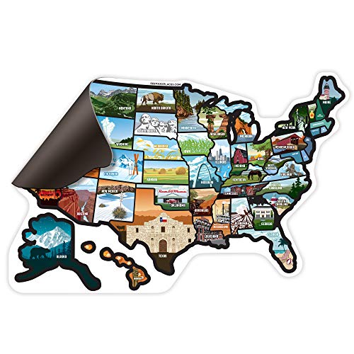 RV Travel Map with 50 State Decal Stickers