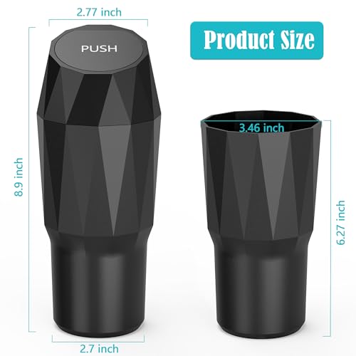 Leakproof Car Trash Can with Lid, 800ML Black