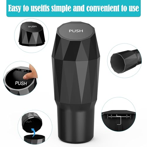 Leakproof Car Trash Can with Lid, 800ML Black
