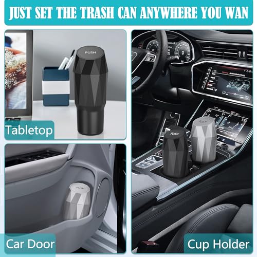Leakproof Car Trash Can with Lid, 800ML Black