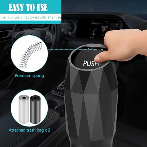 Leakproof Car Trash Can with Lid, 800ML Black