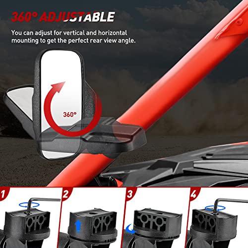 Universal UTV Side Mirrors for 1.6"-2" Roll Cage
