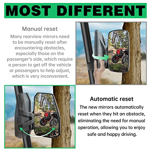 Automatic Reset UTV Side Mirrors for 1.5"-2.0" Roll Cage