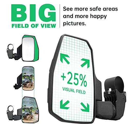 Automatic Reset UTV Side Mirrors for 1.5"-2.0" Roll Cage