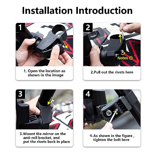 Automatic Reset UTV Side Mirrors for 1.5"-2.0" Roll Cage