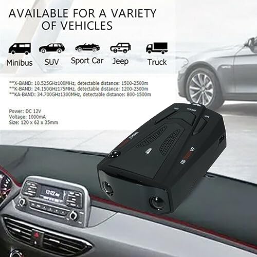 360-Degree Radar Detector: City/Highway, Speed Alarm