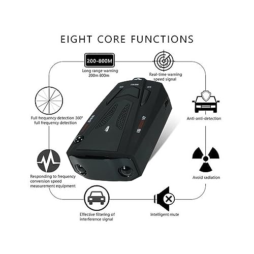 360-Degree Radar Detector: City/Highway, Speed Alarm