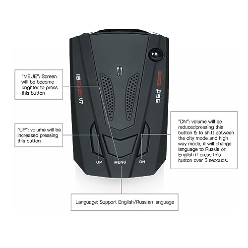 360-Degree Radar Detector: City/Highway, Speed Alarm