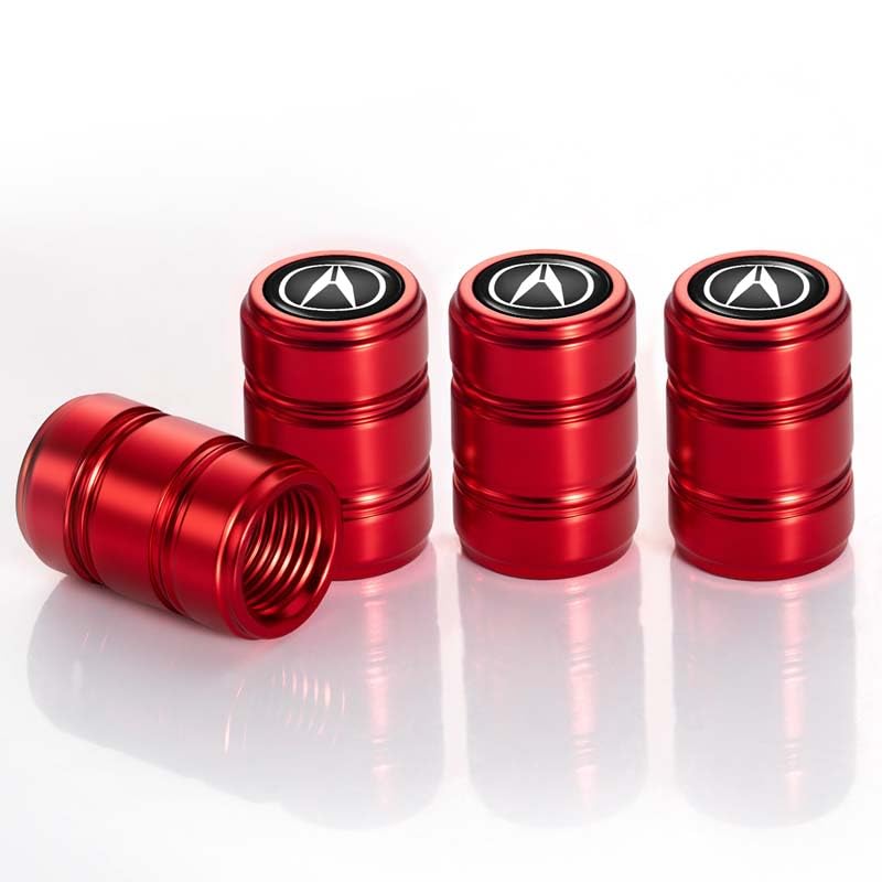 Acura Tire Valve Stem Caps - Red, Set of 4