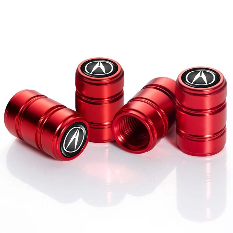 Acura Tire Valve Stem Caps - Red, Set of 4