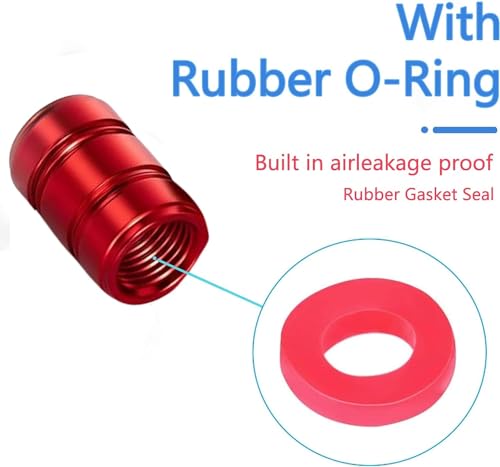 Acura Tire Valve Stem Caps - Red, Set of 4