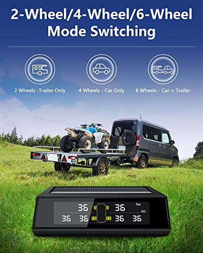 Wireless Solar RV TPMS with 6 Sensors - 0-102 PSI