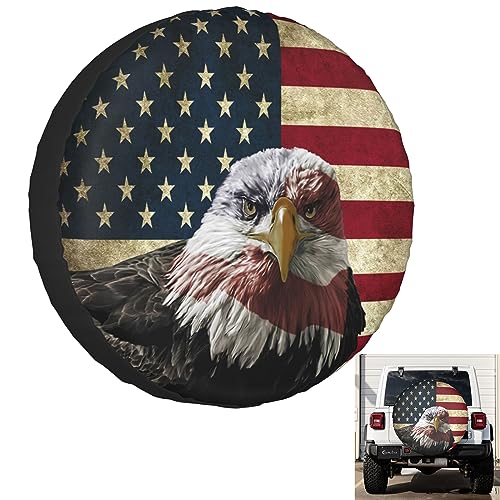 American Flag Bald Eagle Spare Tire Cover for RV SUV Trailers 15