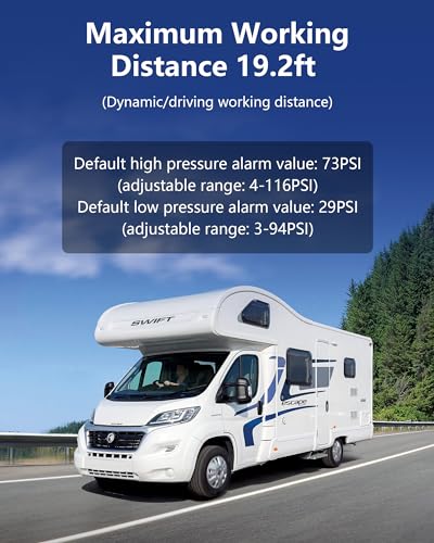 Wireless Solar RV TPMS with 6 Sensors - 0-102 PSI