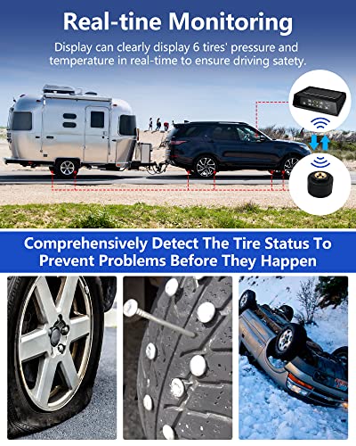 Wireless Solar RV TPMS with 6 Sensors - 0-102 PSI