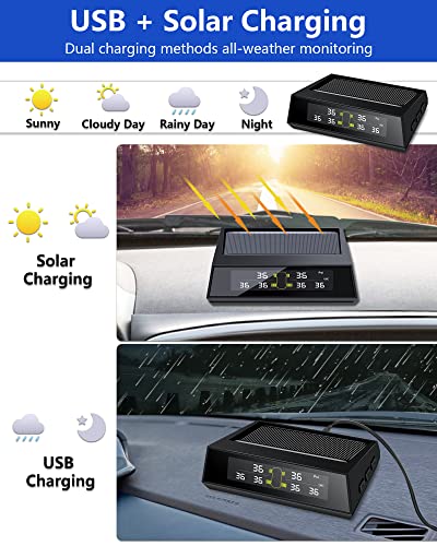 Wireless Solar RV TPMS with 6 Sensors - 0-102 PSI