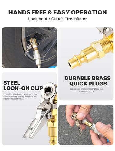 2-Pack 1/4 Inch Female NPT Locking Tire Chuck