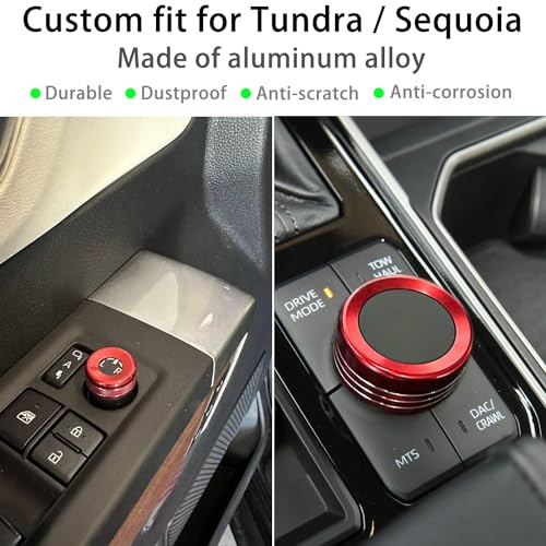 Red Center Console & Rear Mirror Knob Cover Set