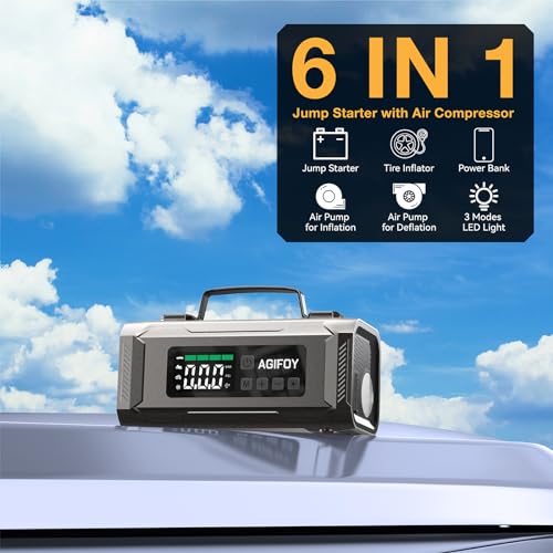 Portable 2500A Car Jump Starter with Air Compressor