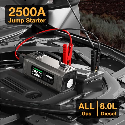 Portable 2500A Car Jump Starter with Air Compressor