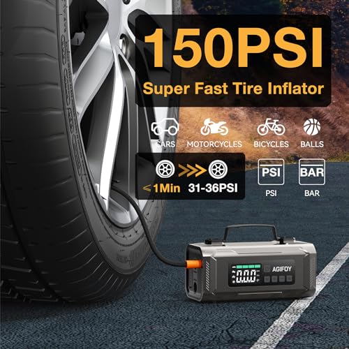 Portable 2500A Car Jump Starter with Air Compressor