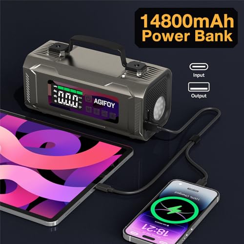 Portable 2500A Car Jump Starter with Air Compressor