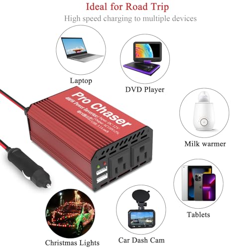 Pro Chaser 400W Car Power Inverter - Dual USB
