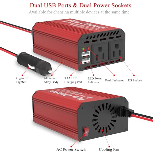 Pro Chaser 400W Car Power Inverter - Dual USB