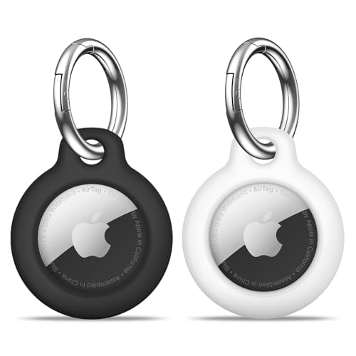 MOLOSLEEVE Airtag Holder with Keychain, Black+White