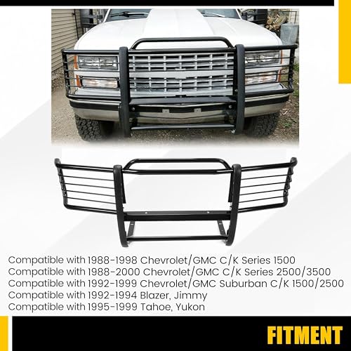 Chevy Silverado GMC Sierra Front Grill Guard - Black Steel