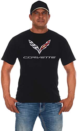 Chevy Corvette C7 Black Crew Neck T-Shirt, Large