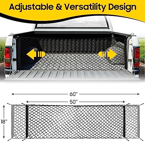 Adjustable Truck Bed Cargo Net, Heavy Duty Storage